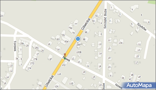 Tarnowskie Góry, Gliwicka, 100, mapa Tarnowskie Góry