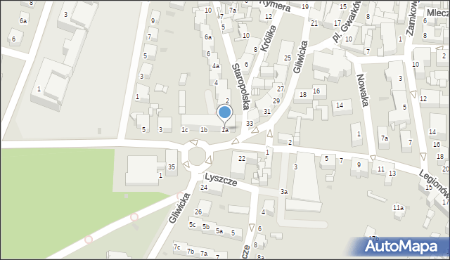 Tarnowskie Góry, Gliwicka, 1a, mapa Tarnowskie Góry