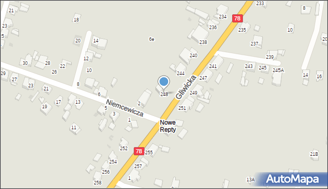 Tarnowskie Góry, Gliwicka, 248, mapa Tarnowskie Góry