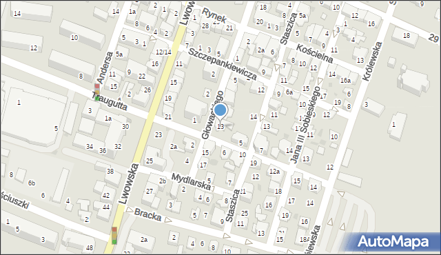 Tomaszów Lubelski, Głowackiego, 13, mapa Tomaszów Lubelski