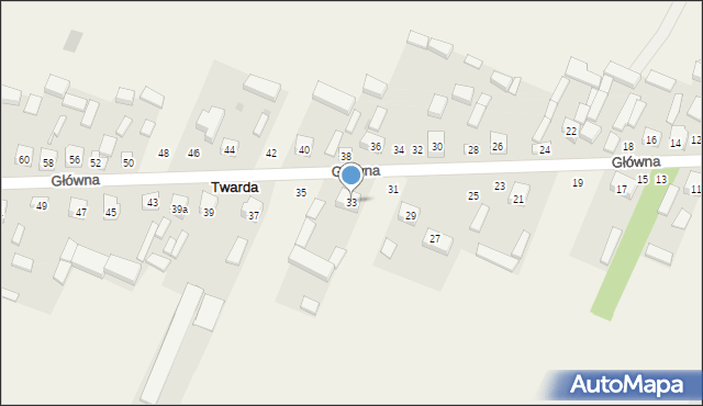 Twarda, Główna, 33, mapa Twarda