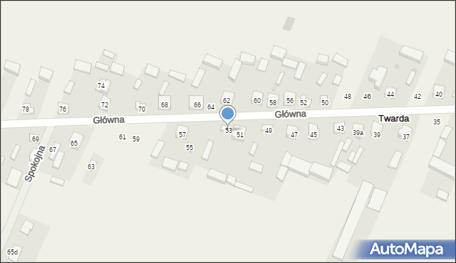 Twarda, Główna, 53, mapa Twarda