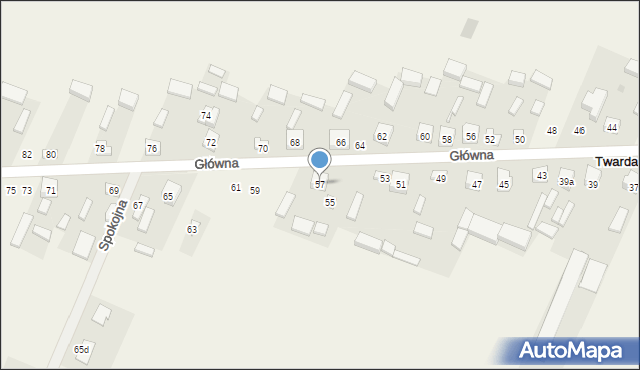 Twarda, Główna, 57, mapa Twarda