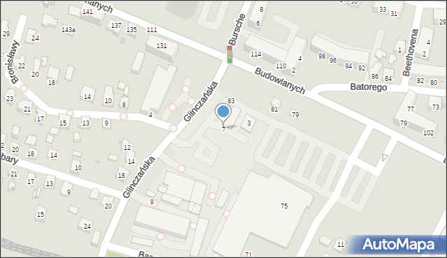 Tychy, Glinczańska, 7, mapa Tychów