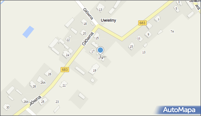 Uwieliny, Główna, 17a, mapa Uwieliny