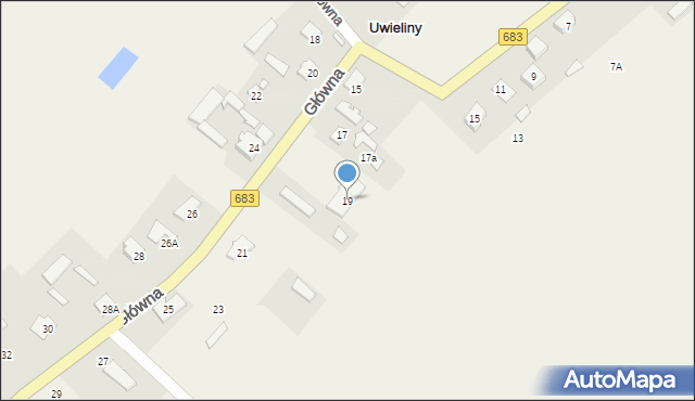 Uwieliny, Główna, 19, mapa Uwieliny