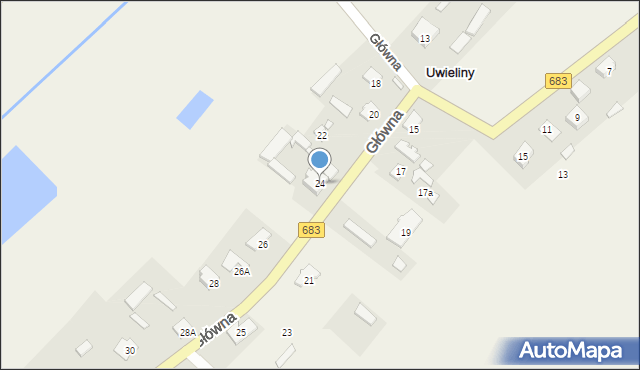 Uwieliny, Główna, 24, mapa Uwieliny