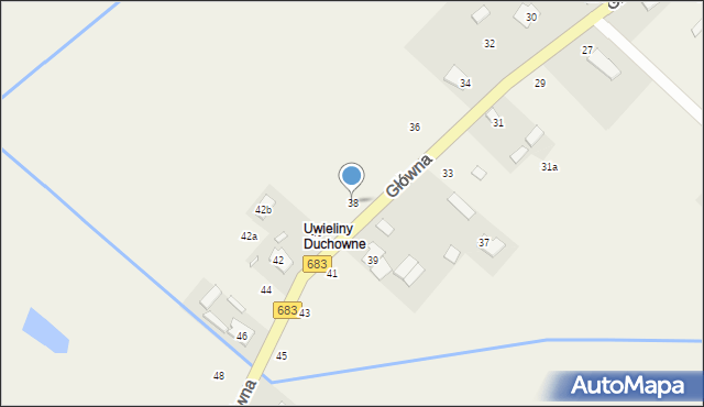 Uwieliny, Główna, 38, mapa Uwieliny