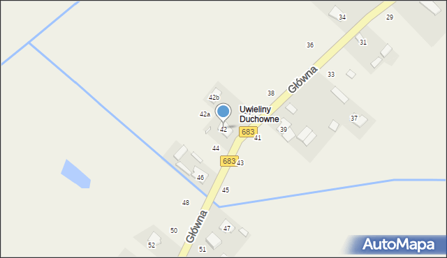 Uwieliny, Główna, 42, mapa Uwieliny