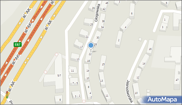 Warszawa, Głogowska, 24, mapa Warszawy