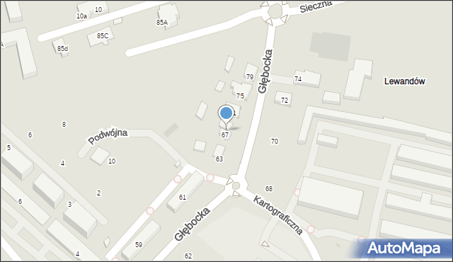 Warszawa, Głębocka, 69, mapa Warszawy