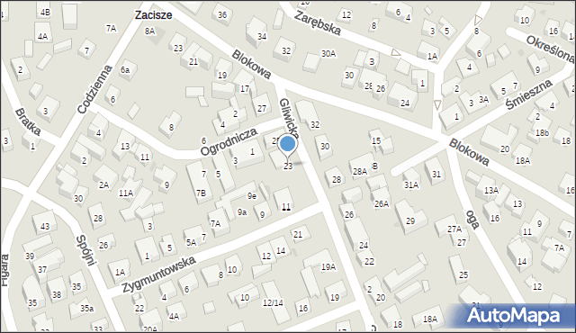 Warszawa, Gliwicka, 23, mapa Warszawy