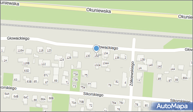 Warszawa, Głowackiego Bartosza, 132, mapa Warszawy