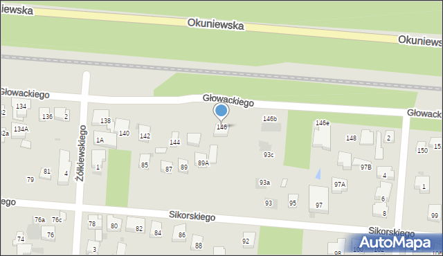 Warszawa, Głowackiego Bartosza, 146, mapa Warszawy