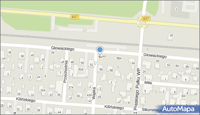 Warszawa, Głowackiego Bartosza, 54, mapa Warszawy