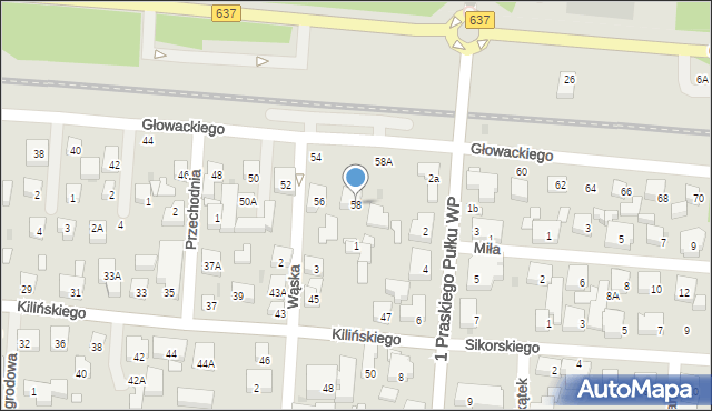 Warszawa, Głowackiego Bartosza, 58, mapa Warszawy