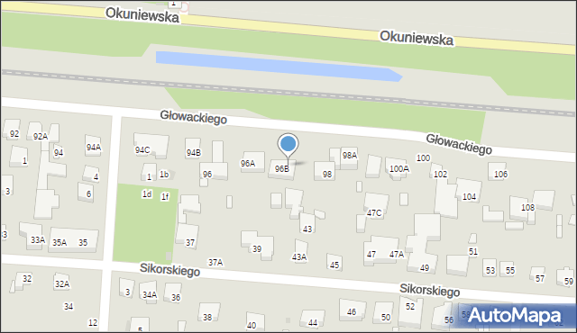 Warszawa, Głowackiego Bartosza, 96C, mapa Warszawy