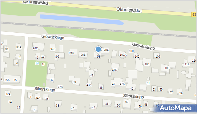 Warszawa, Głowackiego Bartosza, 98, mapa Warszawy