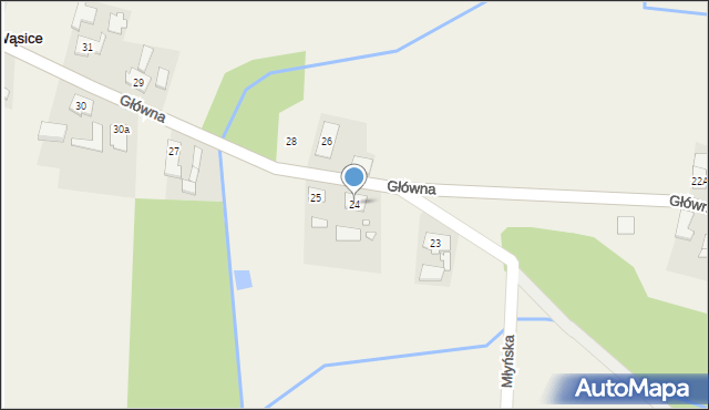 Wąsice, Główna, 24, mapa Wąsice