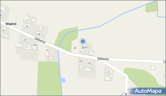 Wąsice, Główna, 26, mapa Wąsice