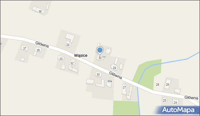 Wąsice, Główna, 31, mapa Wąsice