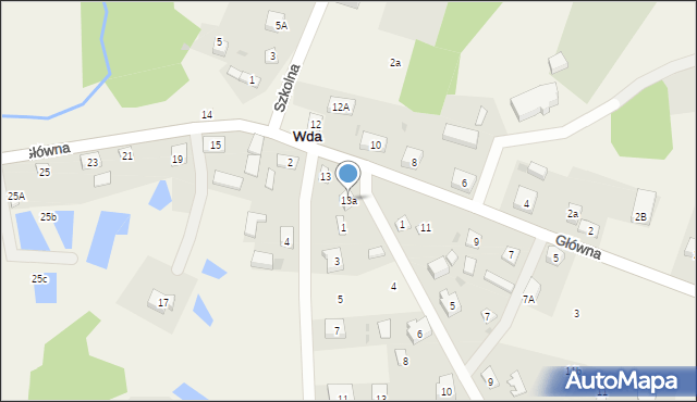 Wda, Główna, 13a, mapa Wda