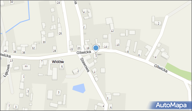 Widów, Gliwicka, 1, mapa Widów