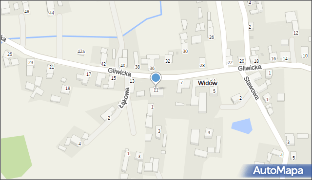 Widów, Gliwicka, 11, mapa Widów