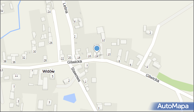 Widów, Gliwicka, 14, mapa Widów