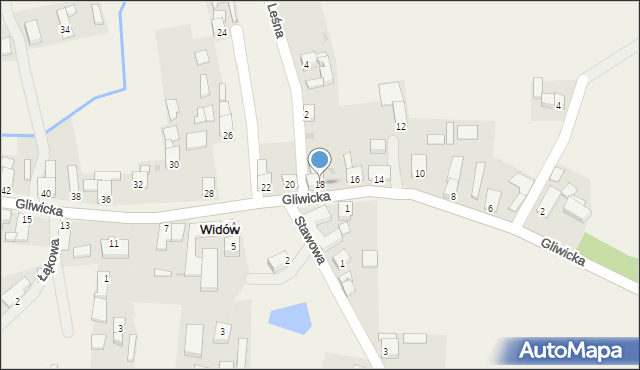 Widów, Gliwicka, 18, mapa Widów