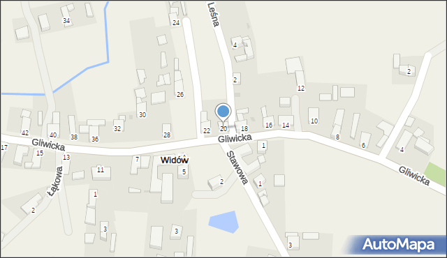 Widów, Gliwicka, 20, mapa Widów