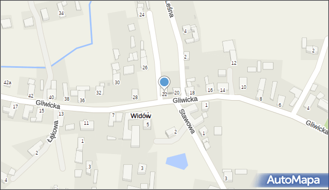 Widów, Gliwicka, 22, mapa Widów