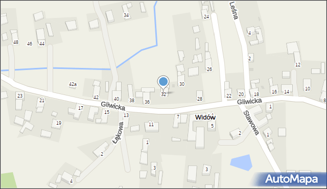 Widów, Gliwicka, 32, mapa Widów