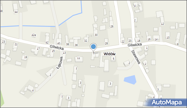 Widów, Gliwicka, 7, mapa Widów