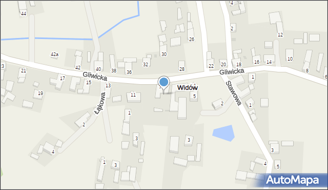 Widów, Gliwicka, 9, mapa Widów