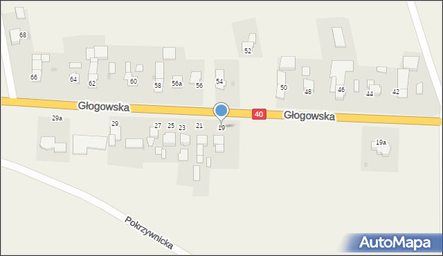 Większyce, Głogowska, 19, mapa Większyce