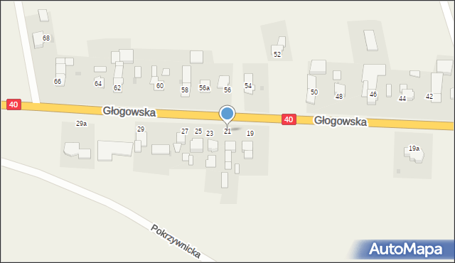 Większyce, Głogowska, 21, mapa Większyce