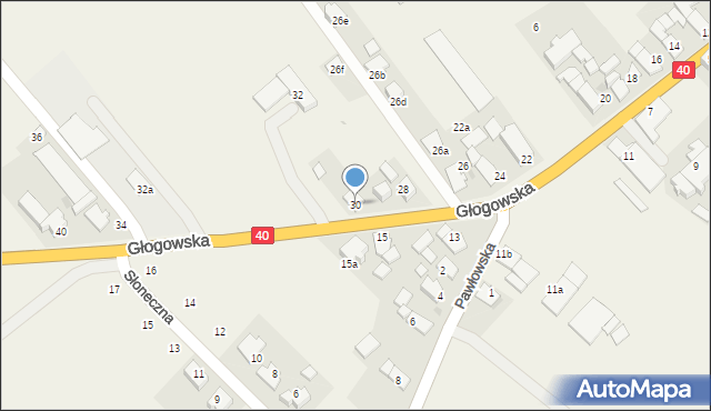 Większyce, Głogowska, 30, mapa Większyce