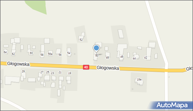 Większyce, Głogowska, 50, mapa Większyce