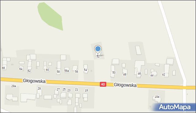 Większyce, Głogowska, 52, mapa Większyce