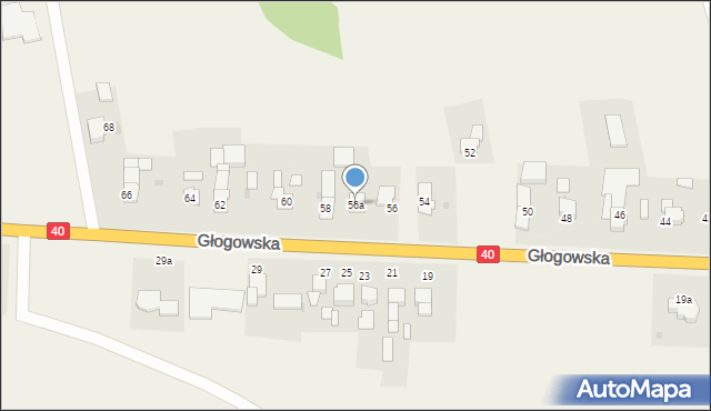 Większyce, Głogowska, 56a, mapa Większyce