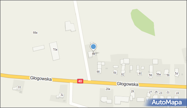 Większyce, Głogowska, 68, mapa Większyce