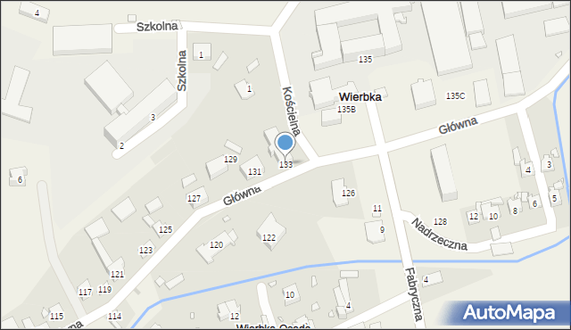 Wierbka, Główna, 133, mapa Wierbka