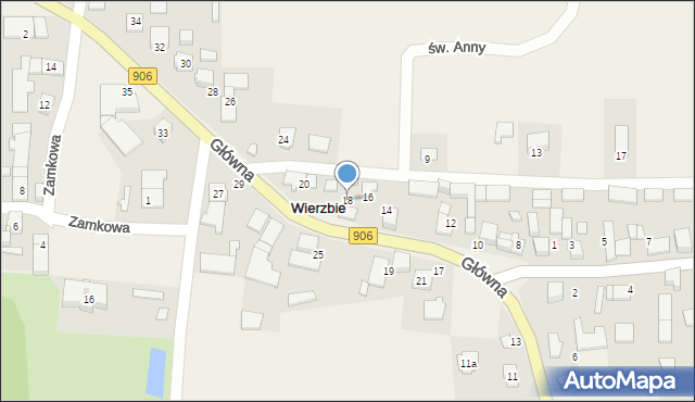 Wierzbie, Główna, 18, mapa Wierzbie