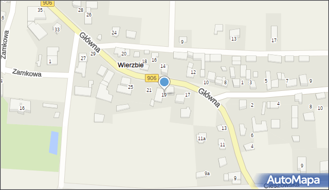 Wierzbie, Główna, 19, mapa Wierzbie