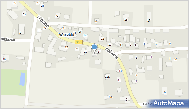 Wierzbie, Główna, 21, mapa Wierzbie