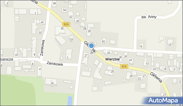 Wierzbie, Główna, 29, mapa Wierzbie