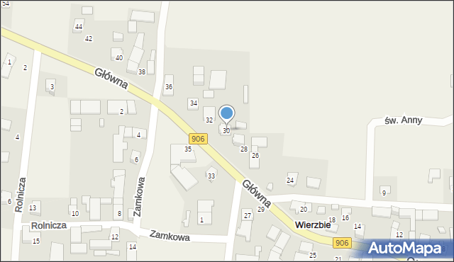 Wierzbie, Główna, 30, mapa Wierzbie