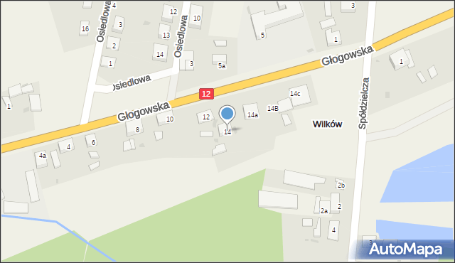 Wilków, Głogowska, 14, mapa Wilków