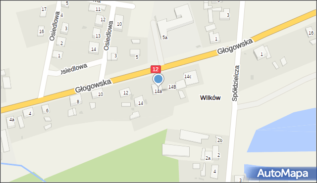 Wilków, Głogowska, 14a, mapa Wilków